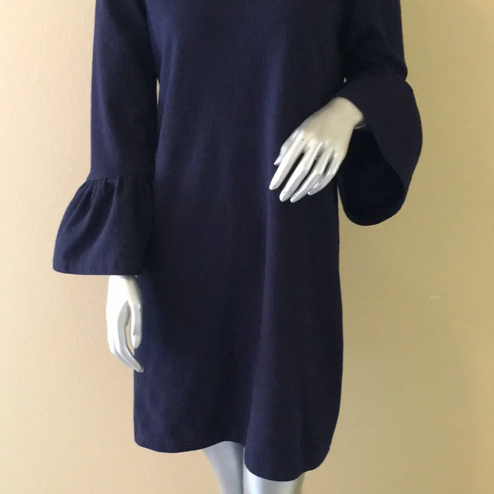 J. Crew Bell Sleeve Solid Navy Blue 💙 Dress